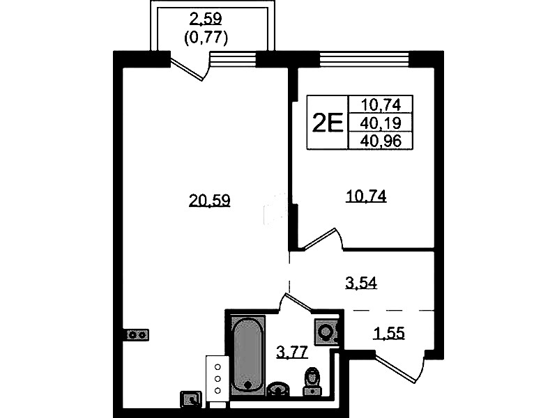 1-комнатная квартира 40.96 м², 4/13 эт., ЖК «Квартал Торики»